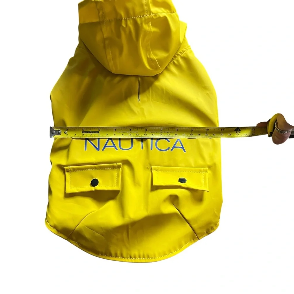 Nautica Dog Raincoat size medium. With snap back hood